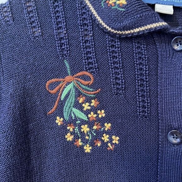April Cornell Cardigan Sweater Women XS Cottage Embroidered Wool Blend Cute - Picture 7 of 12